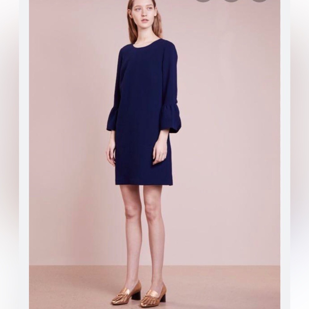 Club Monaco Navy Blue Bell Sleeve Bow Detail Shift Dress Size 0